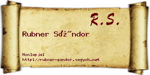 Rubner Sándor névjegykártya